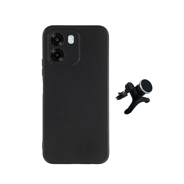 Kit Suporte Magnético Com Pernas + Capa Proteção Silicone GIFT4ME Para Oppo A6 - Preto