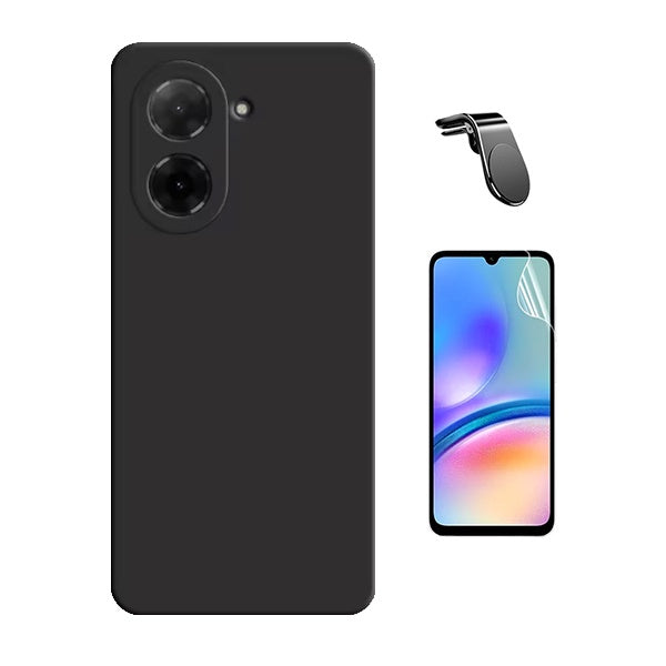 Kit Película Protectora de Hydrogel Frente + Capa Proteção Silicone + Suporte Magnético L GIFT4ME Para Xiaomi Redmi A5 4G - Preto