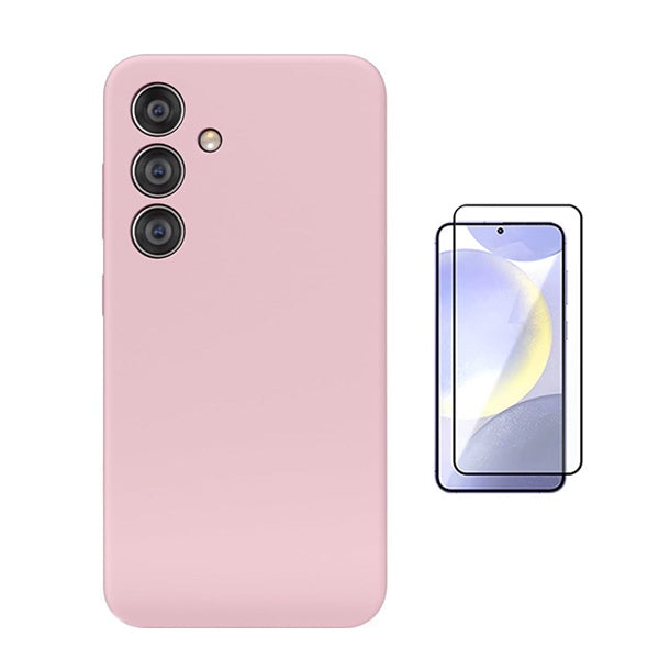 Kit Película de Vidro Temperado Gorilasglass + Capa Proteção Silicone Gift4Me Para Samsung Galaxy S24 FE - Rosa