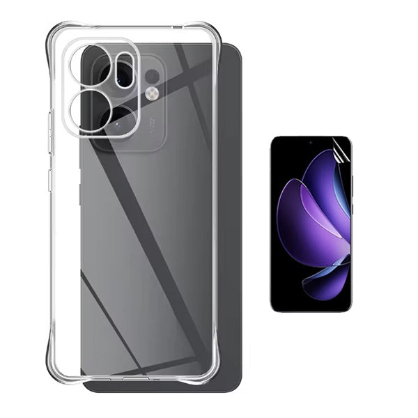 Kit Capa Traseira Super Proteção + Película de Hydrogel Frente Transparente GIFT4ME Para Oppo Reno13 F - Transparente