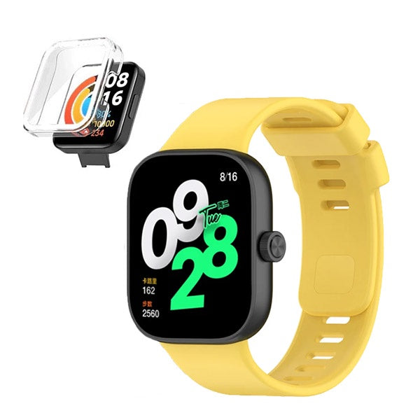 Kit Capa de Proteção + Bracelete Silicone GIFT4ME Compativel Com Xiaomi Redmi Watch 4 - Amarelo