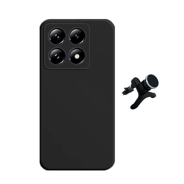 Kit Suporte Magnético Com Pernas + Capa Proteção Silicone Gift4Me Para Xiaomi 14T Pro - Preto