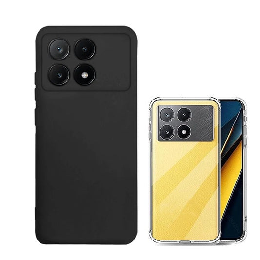 Kit Capa Proteção Silicone + Super Proteção Gift4Me Para Xiaomi Poco X6 Pro 5G - Preto / Transparente