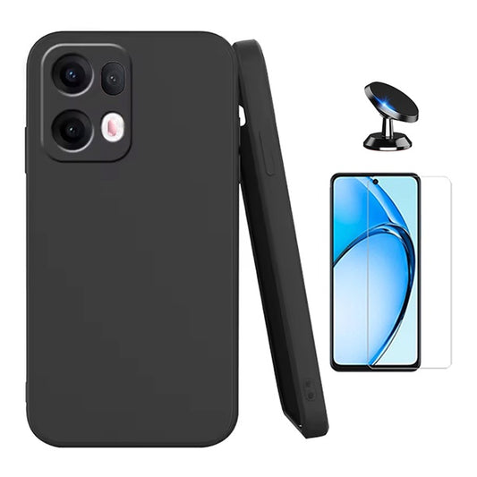 Kit Vidro Temperado Cleargorilasglass + Capa Proteção Silicone + Suporte de Carro GIFT4ME Para Oppo Reno13 Pro - Preto