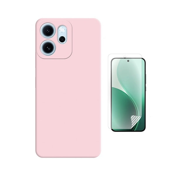 Kit Película Protectora de Hydrogel Frente + Capa Proteção Silicone GIFT4ME Para Oppo Reno14 F - Rosa