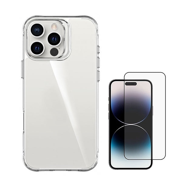 Kit Capa Traseira Super Proteção Transparente + Película de Vidro Temperado Gorilasglass GIFT4ME Compativel Com Apple iPhone 16 Pro - Transparente