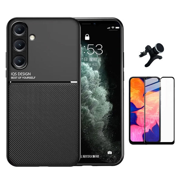Kit Capa Traseira Magnética Anti Choque + Película de Vidro Temperado Gorilasglass + GIFT4ME Para Samsung Galaxy A24 4G - Preto