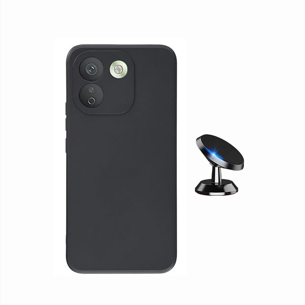 Kit Suporte Magnético + Capa Proteção Silicone GIFT4ME Para Xiaomi Redmi Note 17 Pro Max 5G - Preto
