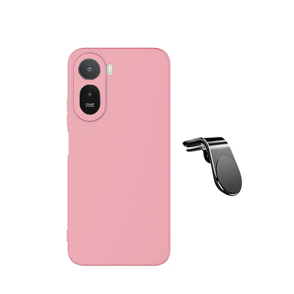 Kit Suporte de Carro Magnético L + Capa Proteção Silicone GIFT4ME Para Xiaomi Redmi A7 Pro 4G - Rosa