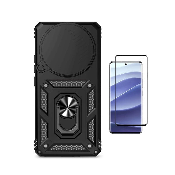 Kit Película de Vidro Temperado Gorilasglass + Capa de Proteção Militar Magnética Janela GIFT4ME Para Xiaomi Redmi Note 15 Pro 5G - Preto