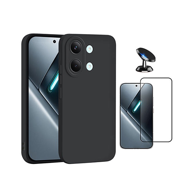 Kit Película de Vidro Temperado Gorilasglass + Capa Proteção Silicone + Suporte Magnético GIFT4ME Para Xiaomi Poco X8 Pro Max - Preto