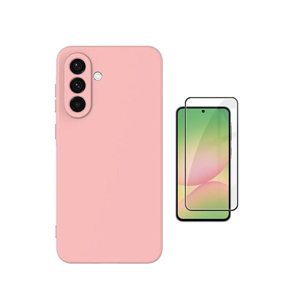 Kit Película de Vidro Temperado Gorilasglass + Capa Proteção Silicone GIFT4ME Para Samsung Galaxy A37 5G - Rosa