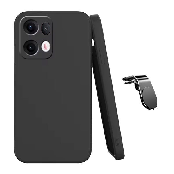Kit Suporte de Carro Magnético L + Capa Proteção Silicone GIFT4ME Para Oppo Reno13 Pro - Preto