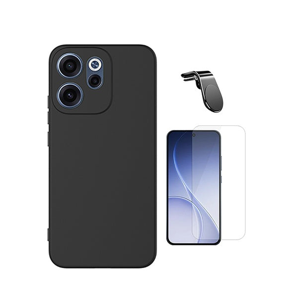 Kit Vidro Temperado Cleargorilasglass + Capa Proteção Silicone + Suporte Magnético L GIFT4ME Para Oppo Reno15 Pro - Preto