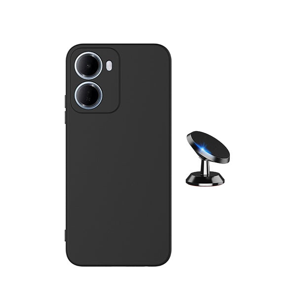 Kit Suporte Magnético + Capa Proteção Silicone GIFT4ME Para Xiaomi Redmi 15a - Preto