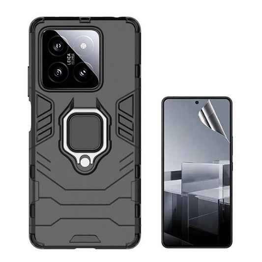 Kit Película ProtectOra de Hydrogel Frente + Capa de Proteção Militar Magnética GIFT4ME para Xiaomi 14 - Preto