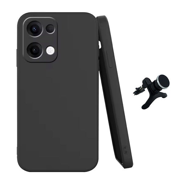 Kit Suporte Magnético Com Pernas + Capa Proteção Silicone GIFT4ME Para Oppo Reno13 - Preto