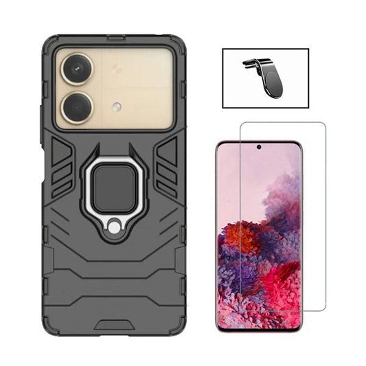 Kit Vidro Temperado ClearGOrilasGlass + Capa de Proteção Militar Magnética + Suporte Magnético L GIFT4ME para Xiaomi Poco X6 Neo - Preto