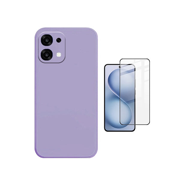 Kit Película de Vidro Temperado Gorilasglass + Capa Proteção Silicone GIFT4ME Para Oppo A6 Pro 4G - Roxo