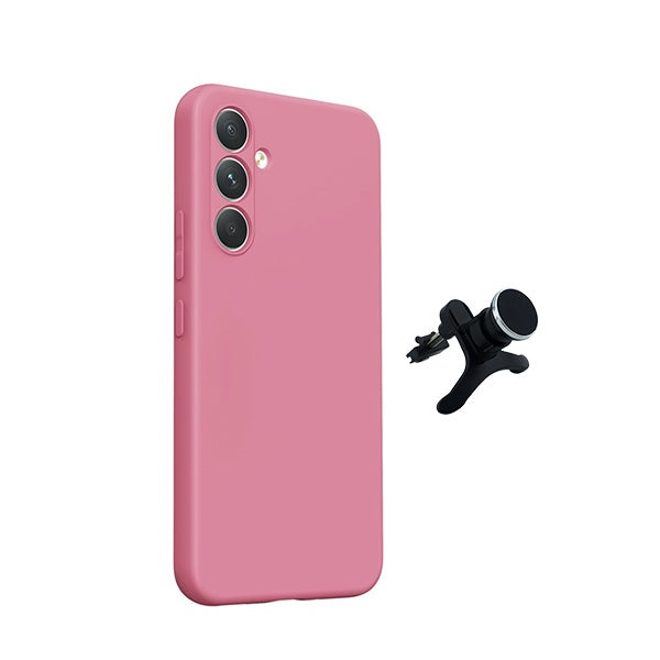 Kit Suporte Magnético Com Pernas + Capa Proteção Silicone GIFT4ME Para Samsung Galaxy A27 5G - Rosa
