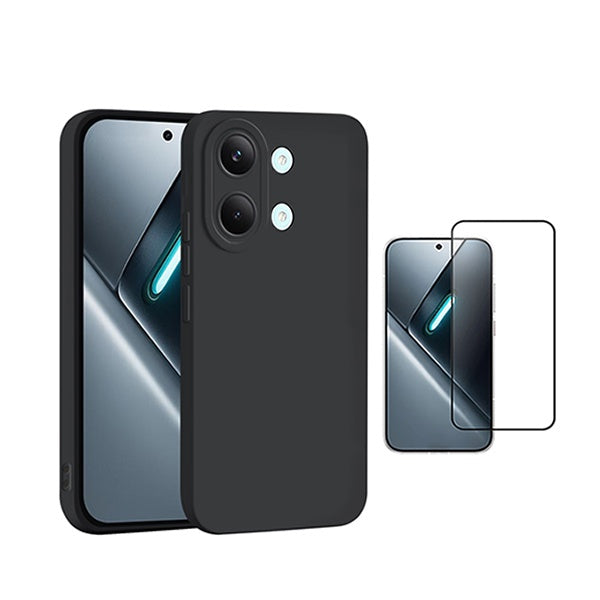 Kit Película de Vidro Temperado Gorilasglass + Capa Proteção Silicone GIFT4ME Para Xiaomi Poco X8 Pro Max 5G - Preto
