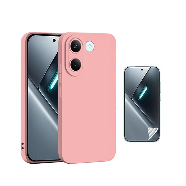 Kit Película Protectora de Hydrogel Frente + Capa Proteção Silicone GIFT4ME Para Xiaomi Poco X8 Pro 5G - Rosa