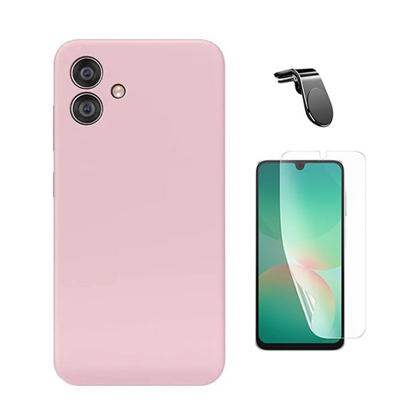 Kit Película Protectora de Hydrogel Frente + Capa Proteção Silicone + Suporte Magnético L GIFT4ME Para Samsung Galaxy A07 - Rosa