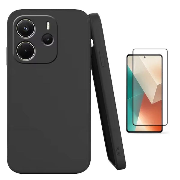 Kit Película de Vidro Temperado Gorilasglass + Capa Proteção Silicone GIFT4ME Para Xiaomi Redmi Note 14 5G - Preto