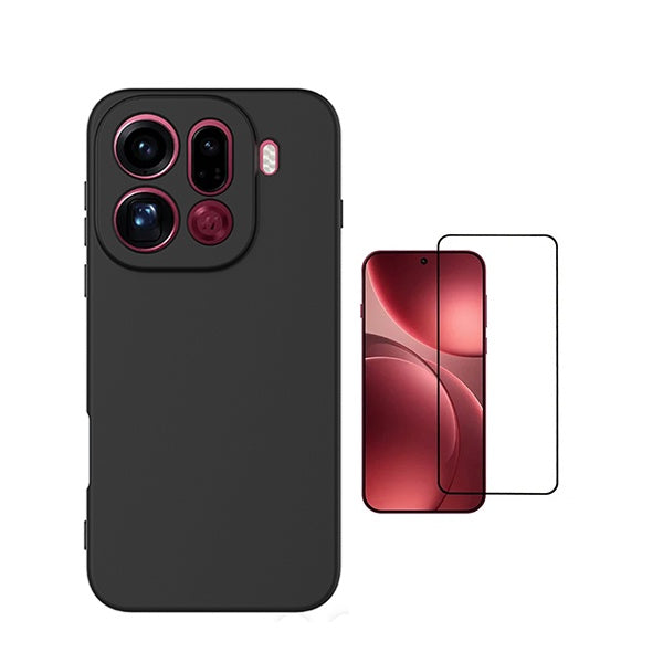 Kit Película de Vidro Temperado Gorilasglass + Capa Proteção Silicone GIFT4ME Para Oppo Find X9 Pro - Preto