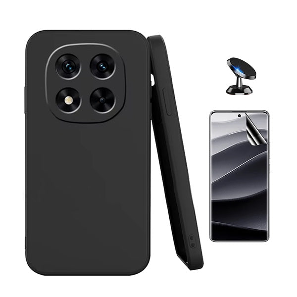 Kit Película Protectora de Hydrogel Frente + Capa Proteção Silicone + Suporte Magnético Gift4Me Para Xiaomi Redmi Note 14 Pro - Preto