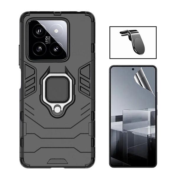 Kit Película ProtectOra de Hydrogel Frente + Capa de Proteção Militar Magnética + Suporte Magnético L GIFT4ME para Xiaomi 14 - Preto