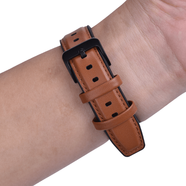 Bracelete Couro e Silicone Premium GIFT4ME Para Coros Apex 2 - Castanho / Preto