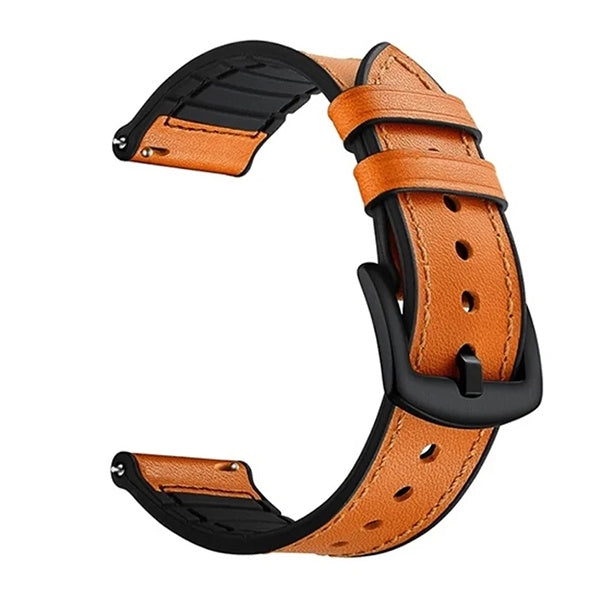 Bracelete Couro e Silicone Premium GIFT4ME Para Huawei Watch GT 6 - 46mm - Castanho / Preto