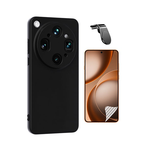 Kit Película Protectora de Hydrogel Frente + Capa Proteção Silicone + Suporte Magnético L GIFT4ME Para Oppo Find X9 Ultra - Preto