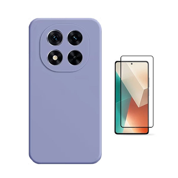 Kit Película de Vidro Temperado Gorilasglass Curvado + Capa Proteção Silicone Gift4Me Para Xiaomi Redmi Note 14 Pro - Roxo