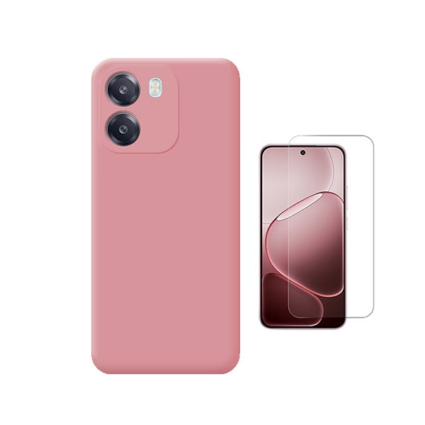 Kit Vidro Temperado Cleargorilasglass + Capa Proteção Silicone GIFT4ME Para Oppo A6 5G - Rosa