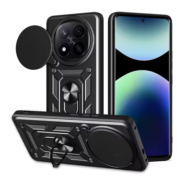 Capa de Proteção Militar Magnética Janela Deslizante Gift4Me Para Xiaomi Redmi Note 14 Pro + Plus - Preto