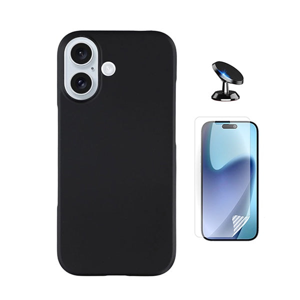 Kit Película Protectora de Hydrogel Frente + Capa Proteção Silicone + Suporte Magnético GIFT4ME Para Apple iPhone 17 - Preto