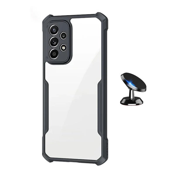 Kit Capa Traseira Fumê Rígida + Suporte Magnético GIFT4ME Para Samsung Galaxy A13 4G - Preto