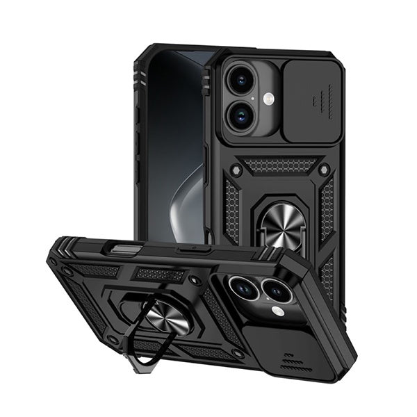 Kit Suporte de Carro Magnético L + Capa de Proteção Militar Magnética Janela Deslizante GIFT4ME Para Apple iPhone 17 - Preto