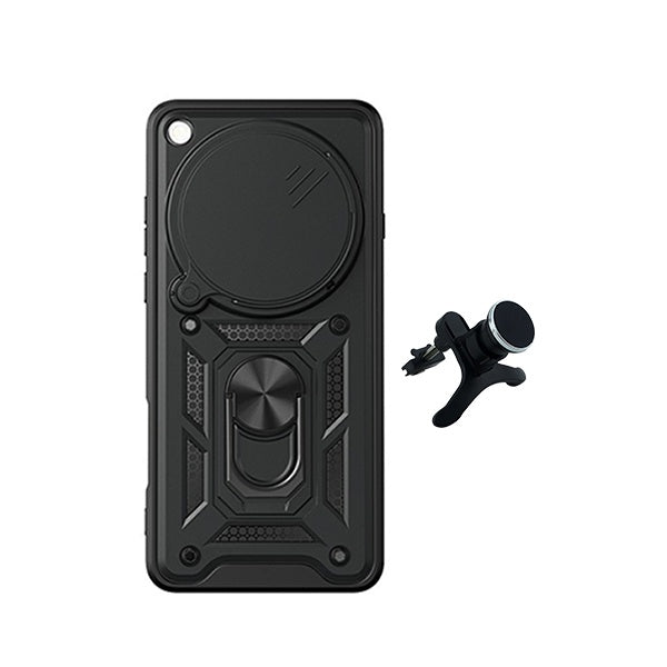 Kit Suporte Magnético Com Pernas + Capa de Proteção Militar Magnética Janela Deslizante GIFT4ME Para Oppo Find X9 Ultra - Preto