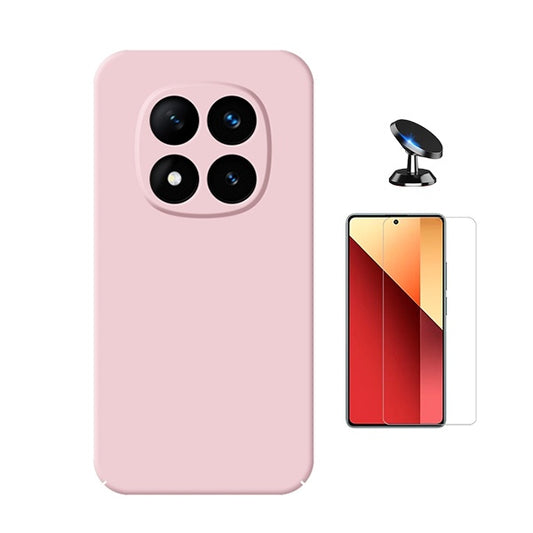 Kit Vidro Temperado Cleargorilasglass + Capa Proteção Silicone + Suporte de Carro Gift4Me Para Xiaomi Redmi Note 14 Pro - Rosa