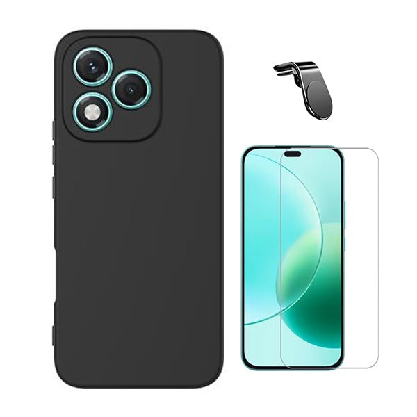 Kit Vidro Temperado Cleargorilasglass + Capa Proteção Silicone + Suporte Magnético L GIFT4ME Para Honor 400 Lite - Preto