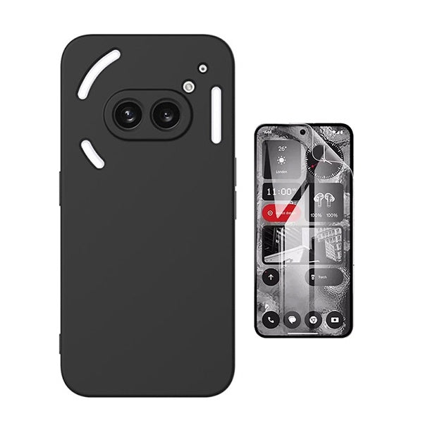 Kit Película Protectora de Hydrogel Frente + Capa Proteção Silicone Gift4Me Para Nothing Phone 2A Plus - Preto