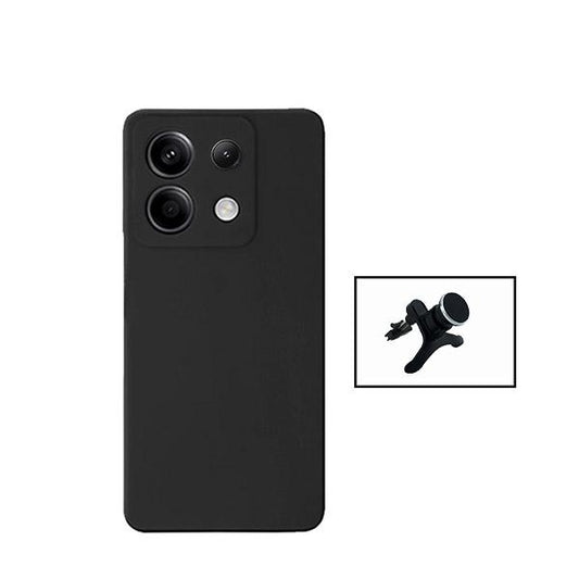 Kit Suporte Magnético Com Pernas + Capa Proteção Traseira Silicone GIFT4ME Compativel Com Xiaomi Redmi Note 13 Pro 4G - Preto