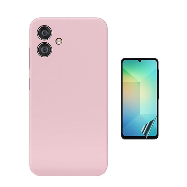 Kit Película Protectora de Hydrogel Frente + Capa Proteção Silicone Gift4Me Para Samsung Galaxy A06 - Rosa
