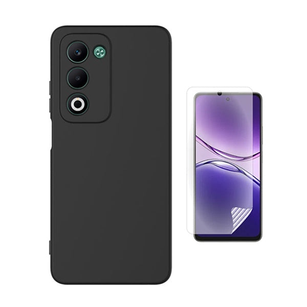 Kit Película Protectora de Hydrogel Frente + Capa Proteção Silicone GIFT4ME Para Oppo A5 5G - Preto