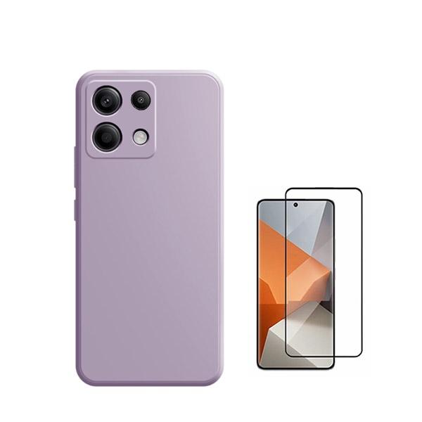 Kit Película de Vidro Temperado Gorilasglass + Capa Proteção Traseira Silicone GIFT4ME Compativel Com Xiaomi Redmi Note 13 Pro 4G - Roxo