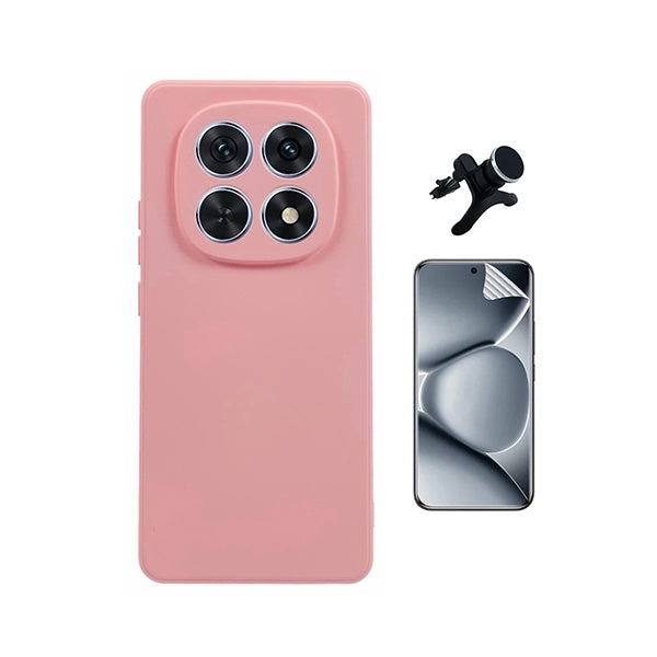 Kit Película Protectora de Hydrogel Frente + Capa Proteção Silicone + Suporte Reforçado de Carro GIFT4ME Para Xiaomi Redmi Note 15 5G - Rosa