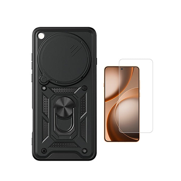 Kit Vidro Temperado Cleargorilasglass + Capa de Proteção Militar Magnética Janela GIFT4ME Para Oppo Find X9 Ultra - Preto
